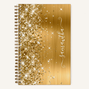 Glittery Gold Foil Moderne Girl Signatur Notizbuch