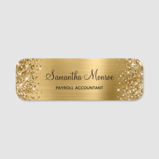 Glittery Gold Foil Namensschild (Vorderseite)