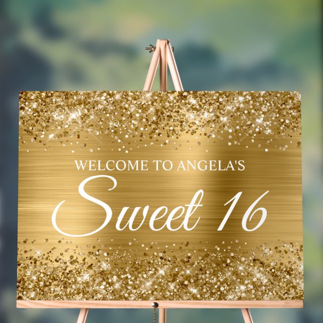 Glittery Gold Foil Sweet 16 Acrylschild (Neutral)