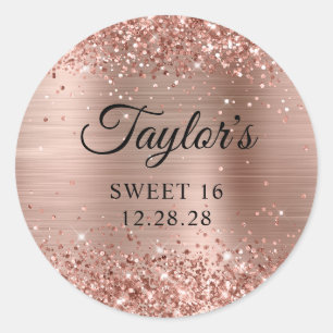 Glittery Gold Foil Sweet 16 Runder Aufkleber