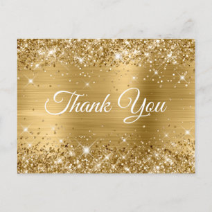 Glittery Gold Foil Sweet 16 Vielen Dank Postkarte