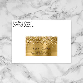 Glittery Gold Foil Wedding 15 Guest Address Labels
