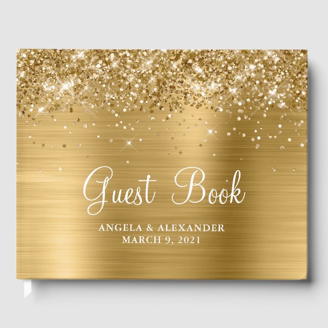 Glittery Gold Foil Wedding Gästebuch (Vorderseite)