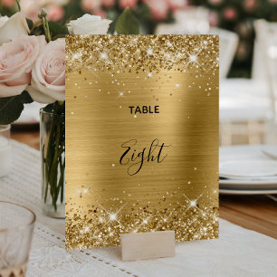 Glittery Gold Foil Wedding Tischnummer 12x18 Card