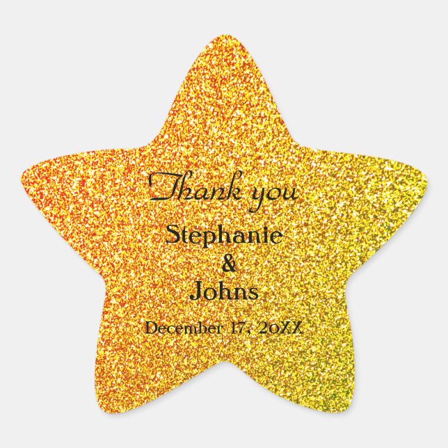 Glittery Gold Gastgeschenk Hochzeit Label Cool Vie Stern-Aufkleber (Vorderseite)