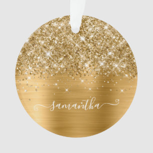 Glittery Gold Girly Signature Calligraphy Ornament