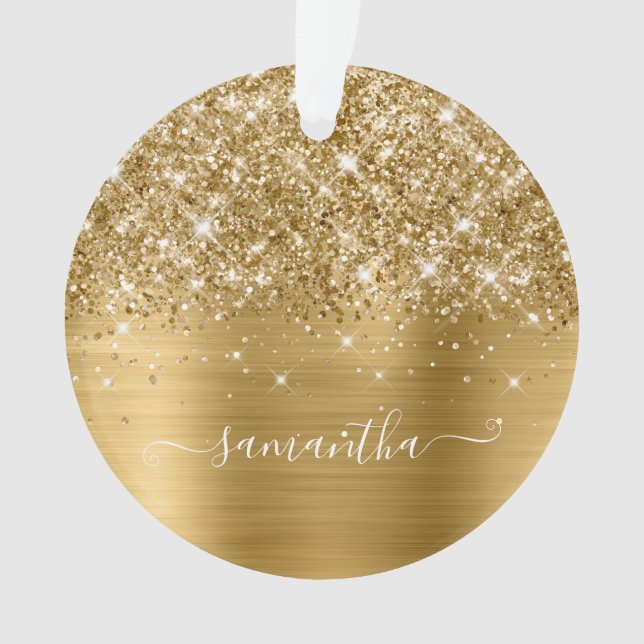 Glittery Gold Girly Signature Calligraphy Ornament (Vorderseite)