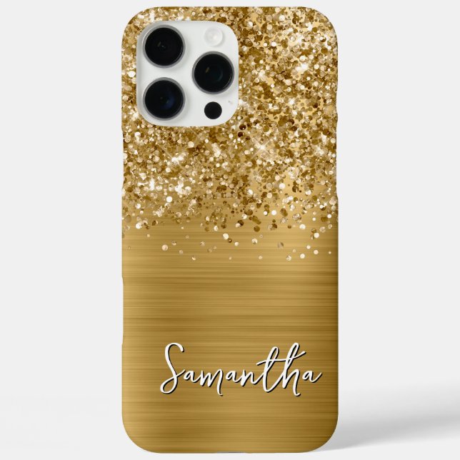 Glittery Gold Glam Moderner Name Case-Mate iPhone Hülle (Rückseite)