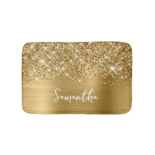 Glittery Gold Glam Name Badematte