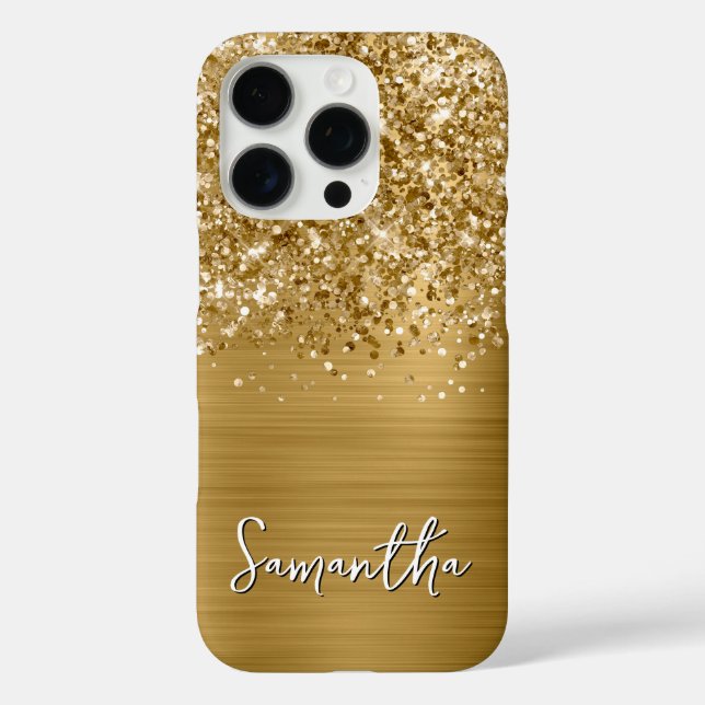 Glittery Gold Glam Name Case-Mate iPhone Hülle (Rückseite)