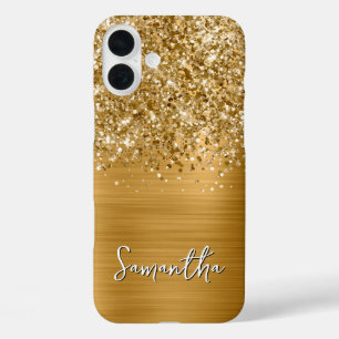 Glittery Gold Glam Name iPhone 16 Plus Hülle