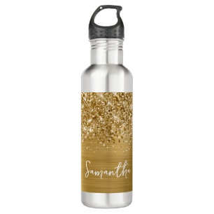Glittery Gold Glam Name Edelstahlflasche
