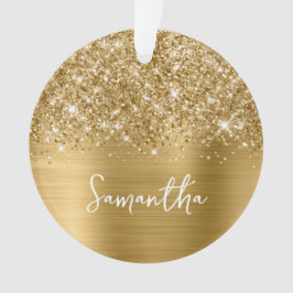 Glittery Gold Glam Name Foto Ornament