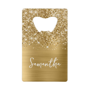 Glittery Gold Glam Name Geldbeutel Flaschenöffner