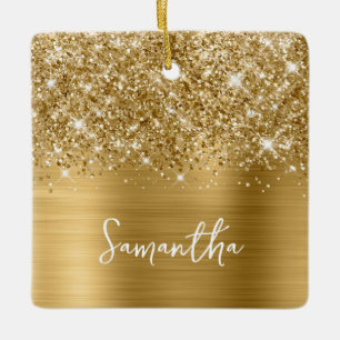 Glittery Gold Glam Name Keramikornament