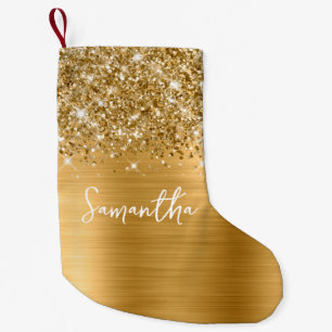 Glittery Gold Glam Name Kleiner Weihnachtsstrumpf