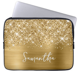 Glittery Gold Glam Name Laptopschutzhülle