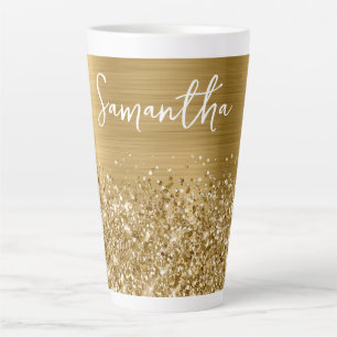 Glittery Gold Glam Name Milchtasse