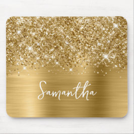Glittery Gold Glam Name Mousepad