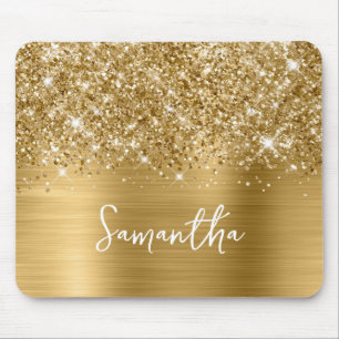 Glittery Gold Glam Name Mousepad