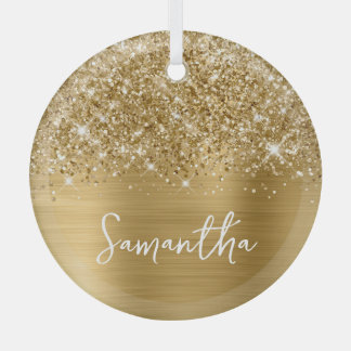 Glittery Gold Glam Name Ornament Aus Glas