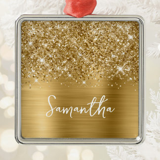 Glittery Gold Glam Name Ornament Aus Metall