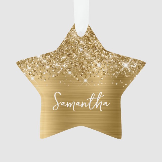 Glittery Gold Glam Name Star Ornament (Vorderseite)