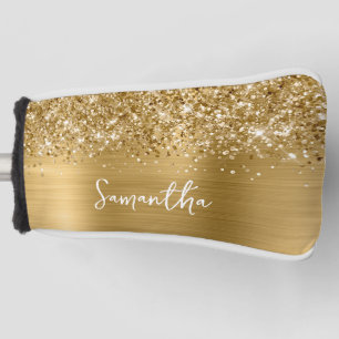 Glittery Gold Glam Script Name Golf Headcover