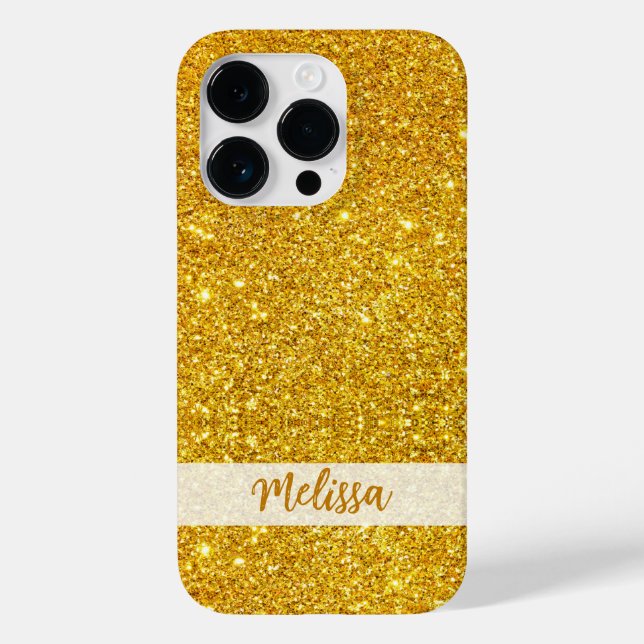 Glittery Gold Glitzer Individuelle Name Personalis Case-Mate iPhone Hülle (Rückseite)