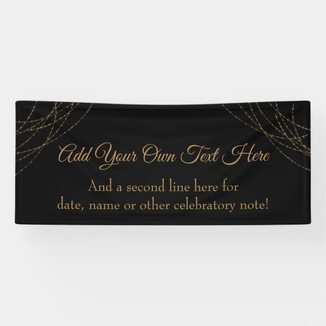 Glittery Gold Light Strings Ihren eigenen Text hin Banner (Horizontal)