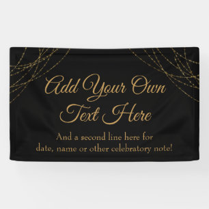 Glittery Gold Light Strings Ihren eigenen Text hin Banner