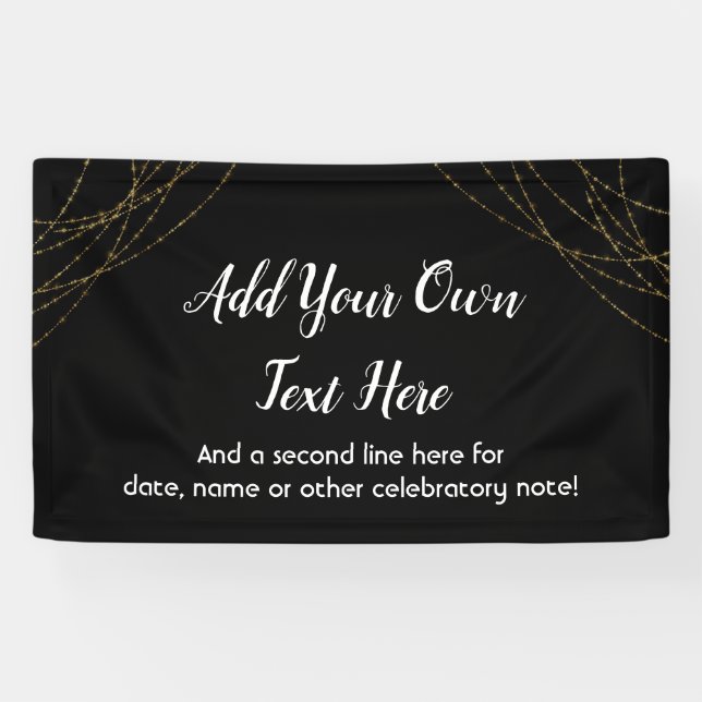 Glittery Gold Light Strings Ihren eigenen Text hin Banner (Horizontal)