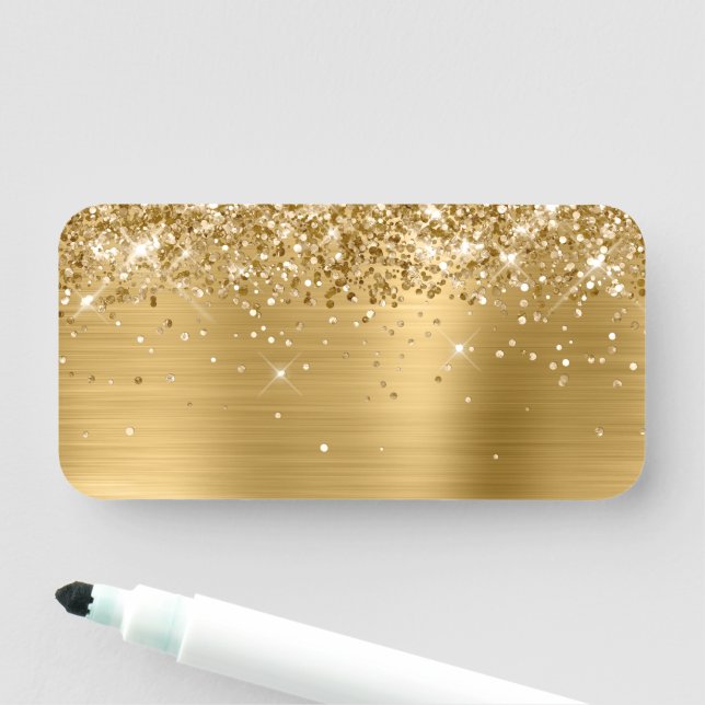 Glittery Gold Metallic Blank Namensschild (Beispiel)