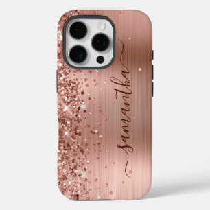 Glittery Gold Metallic Girly Signature iPhone 16 Pro Hülle