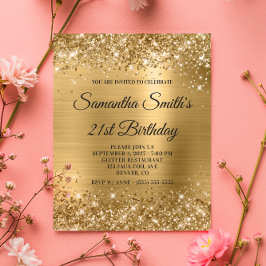 Glittery Gold Monogram Einladung zum 21. Geburtsta