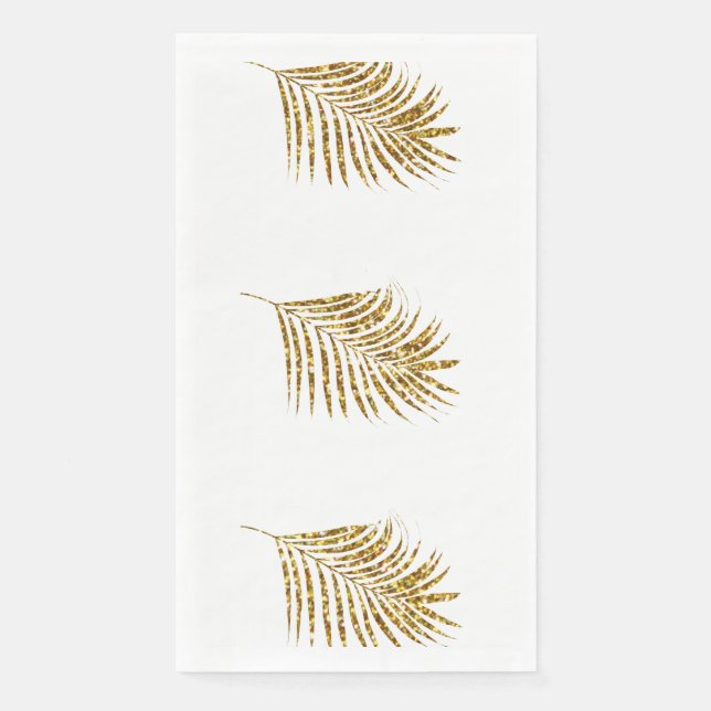 Glittery Gold Palms Tropical Baby Dusche Hochzeite Serviette (Vorderseite)