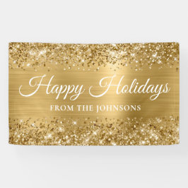 Glittery Gold Personalisiert Happy Holidays Banner