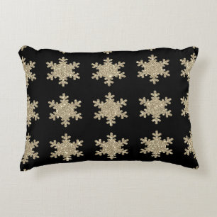 Glittery Gold Snowflakes Patterns Black Niedlich 2 Dekokissen