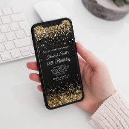 Glittery Gold und Black 18. Geburtstag Einladung