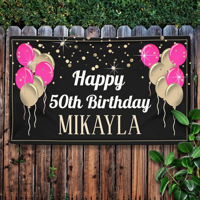 Glittery Gold und Pink Happy Birthday Banner (Von Creator hochgeladen)