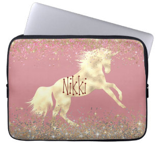 Glittery Gold Unicorn Laptopschutzhülle