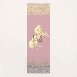 Glittery Gold Unicorn Personalisiert Yogamatte