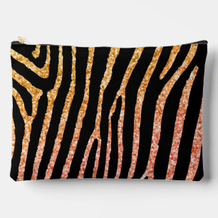 Glittery Gold Zebra Stripes Muster Zubehörtasche