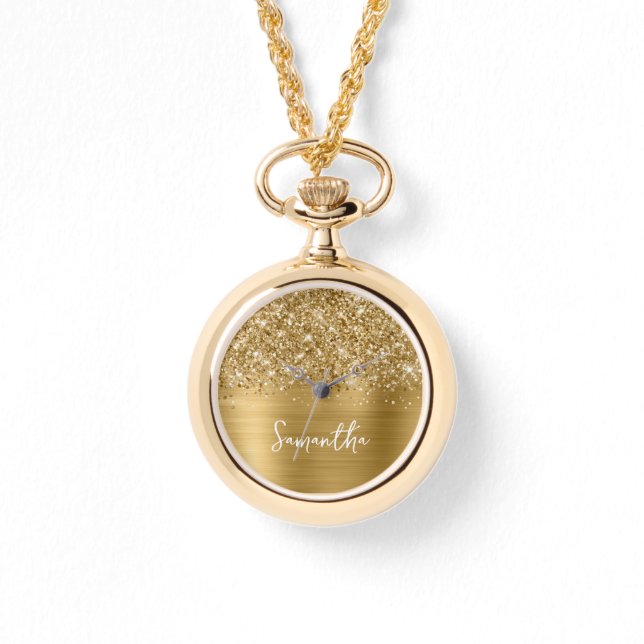 Glittery Golden Glam Armbanduhr (Vorderseite)