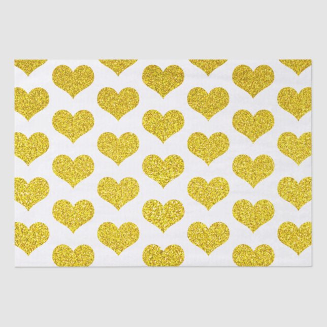 Glittery Golden Heart Patterns Hochzeiten Urlaub Seidenpapier (Vorderseite)