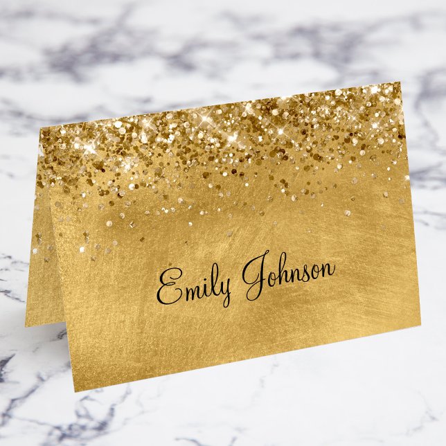 Glittery Golden Individual Name Platzkarten Tischnummer (Fold Your Own Individual Place Cards - Product requires some craft work.)