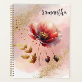 GLITTERY GOLDEN POPPY PERSONALISIERT PLANNER PLANER