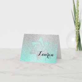 Glittery Gradient Bat Mitzvah Danke Aqua