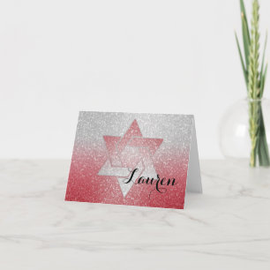 Glittery Gradient Bat Mitzvah Danke Red