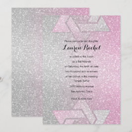 Glittery Gradient Bat Mitzvah Pink Einladung